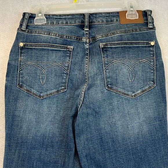 JUDY BLUE Jeans Size 11/30 Blue High Rise Wide Leg Crop Frayed Hem Stretch Denim - Picture 11 of 14